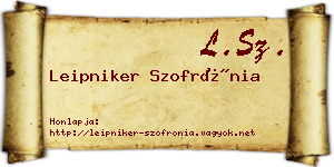 Leipniker Szofrónia névjegykártya